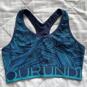 Light and Dark Blue Patterned Under Armour Sports Bra, Women's S